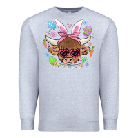 Heather Grey easter cow Premium Sweatshirt - MaliasSmallBusiness