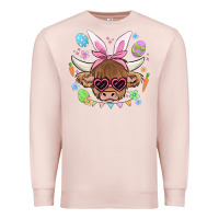Pale Pink easter cow Premium Sweatshirt - MaliasSmallBusiness