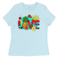 Baby Blue love summer fruit and sun Ladies Tee - AdoDesignShop