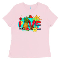 Bubblegum Pink love summer fruit and sun Ladies Tee - AdoDesignShop