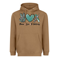 Toasted Coconut peace love phlebotomy Heavyweight Hoodie - MaliasSmallBusiness