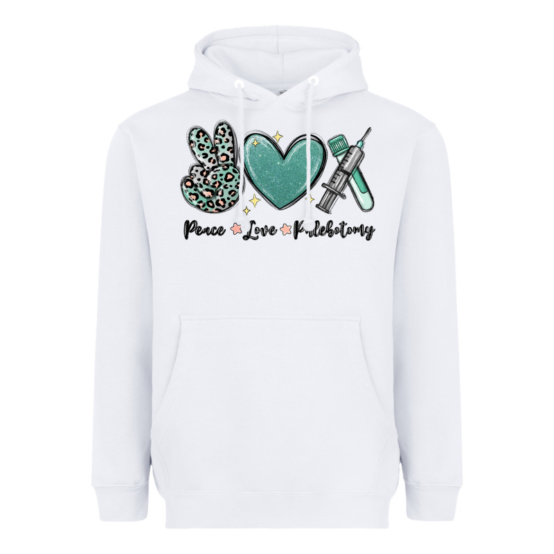 Peace Love Phlebotomy Heavyweight Hoodie by MaliasSmallBusiness | Teevron