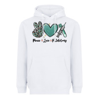 White peace love phlebotomy Heavyweight Hoodie - MaliasSmallBusiness