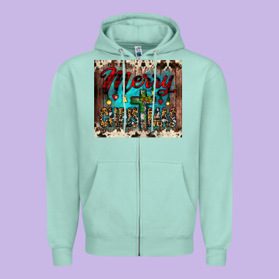 Merry Christmas Cross Tumbler Zipper Hoodie Designed By Jahusdesignshop