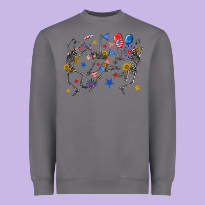 Heavyweight Sweatshirt fourth of july dancing skeleton