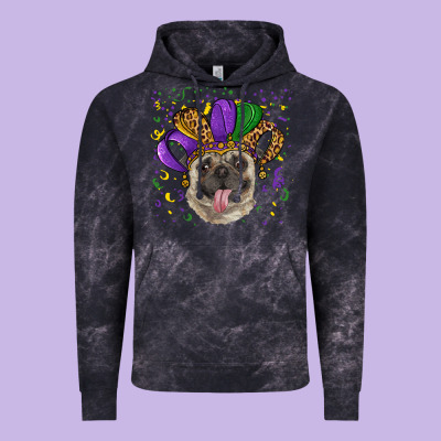 Vintage Hoodie Mardi gras hat pug