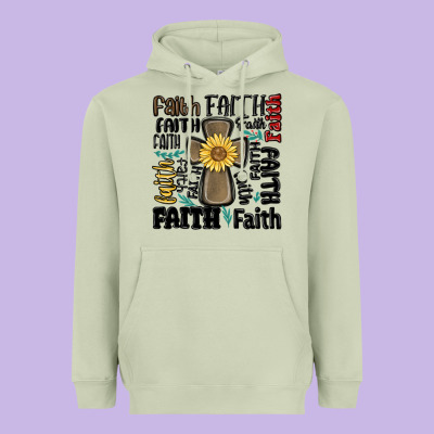 Faith Cross Heavyweight Hoodie Designed By Maliassmallbusiness