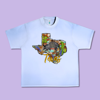 Texas Map Armadillo Urban Heavy Tee Designed By Barkaloodesign