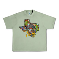 Oil Green texas map armadillo Urban Heavy Tee - BarkalooDesign