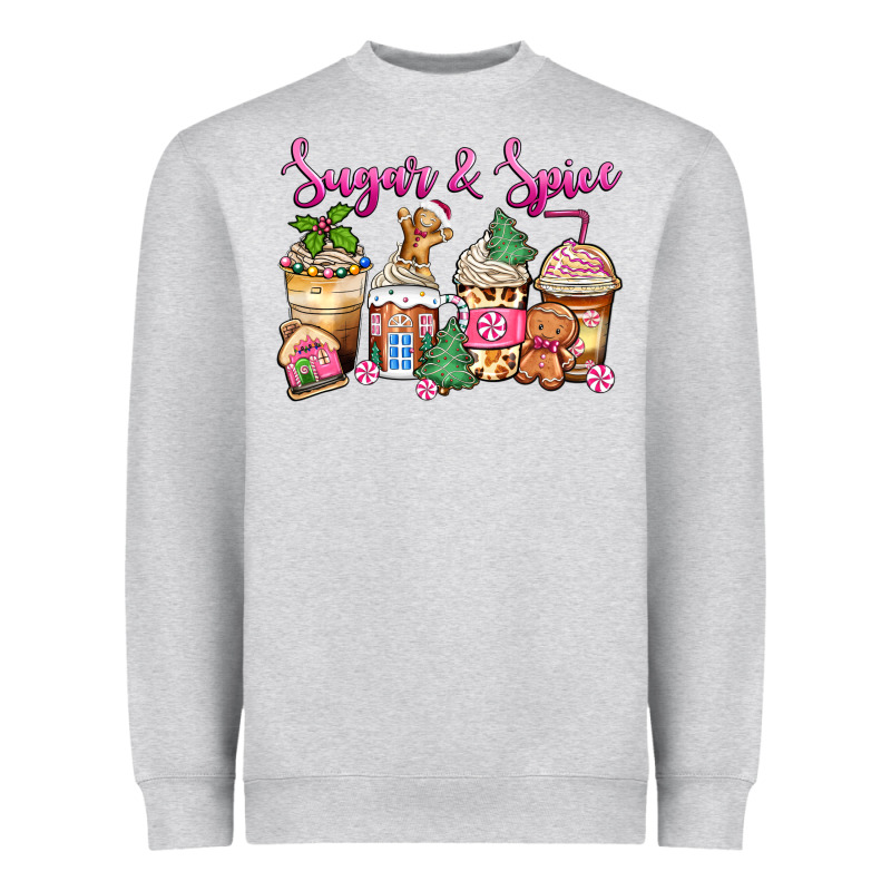 Sugar And Spice Pink Gingerbread Coffee Cups Heavyweight Sweatshirt by Zillion Design Studio | Teevron
