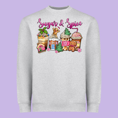 Sugar And Spice Pink Gingerbread Coffee Cups Heavyweight Sweatshirt Designed By Zillion Design Studio