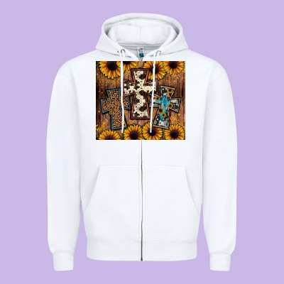 Cross Tumbler Zipper Hoodie Designed By Jahusdesignshop