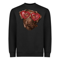 Black labrador retriever with love glass Heavyweight Sweatshirt - RanaPortraitStore