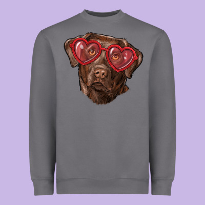 Heavyweight Sweatshirt labrador retriever with love glass