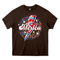 Chocolate Brown Western Merica Patriotic Heavy Core Tee - LillyAllenDesigns