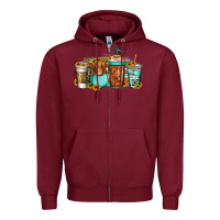 Burgundy longhaired cow coffee cups Zipper Hoodie - Jasminsmagicworld