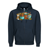 Navy longhaired cow coffee cups Zipper Hoodie - Jasminsmagicworld