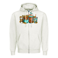 Oatmeal Heather longhaired cow coffee cups Zipper Hoodie - Jasminsmagicworld