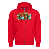 Red longhaired cow coffee cups Zipper Hoodie - Jasminsmagicworld