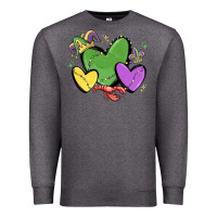 Charcoal Heather mardi gras hearts Premium Sweatshirt - MaliasSmallBusiness