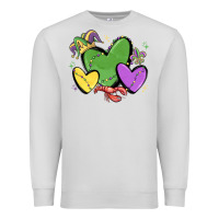 Dove Grey mardi gras hearts Premium Sweatshirt - MaliasSmallBusiness