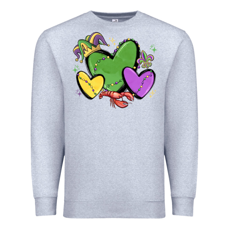 Mardi Gras Hearts Premium Sweatshirt by MaliasSmallBusiness | Teevron