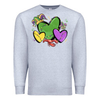 Heather Grey mardi gras hearts Premium Sweatshirt - MaliasSmallBusiness