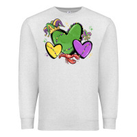 Oatmeal Heather mardi gras hearts Premium Sweatshirt - MaliasSmallBusiness