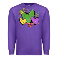 Purple mardi gras hearts Premium Sweatshirt - MaliasSmallBusiness