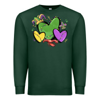 Sports Green mardi gras hearts Premium Sweatshirt - MaliasSmallBusiness
