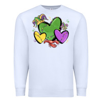 White mardi gras hearts Premium Sweatshirt - MaliasSmallBusiness