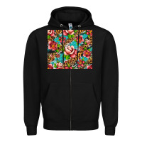 Black tropical flowers Zipper Hoodie - Artiststas