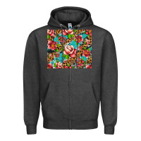 Charcoal Heather tropical flowers Zipper Hoodie - Artiststas