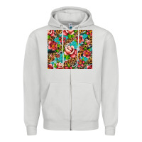 Dove Grey tropical flowers Zipper Hoodie - Artiststas