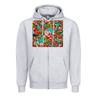 Heather Grey tropical flowers Zipper Hoodie - Artiststas