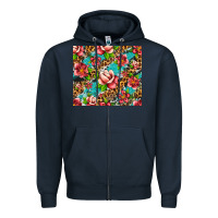 Navy tropical flowers Zipper Hoodie - Artiststas