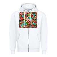 White tropical flowers Zipper Hoodie - Artiststas