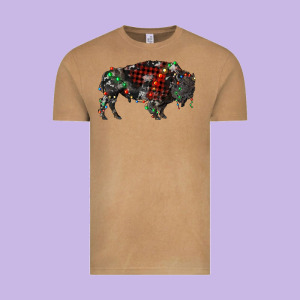 Christmas Bison Vintage Tee Designed By Ranaportraitstore