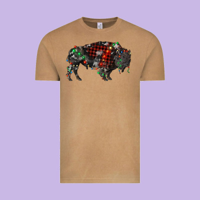 Christmas Bison Vintage Tee Designed By Ranaportraitstore