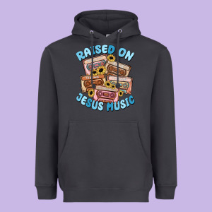 Raised On Jesus Music Heavyweight Hoodie Designed By Maliassmallbusiness