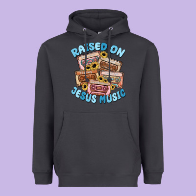 Raised On Jesus Music Heavyweight Hoodie Designed By Maliassmallbusiness
