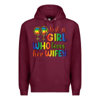 Burgundy Just A Girl Who Loves Her Wifey Premium Hoodie - BundleAndBundleShop