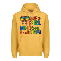Mustard Just A Girl Who Loves Her Wifey Premium Hoodie - BundleAndBundleShop