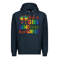 Navy Just A Girl Who Loves Her Wifey Premium Hoodie - BundleAndBundleShop