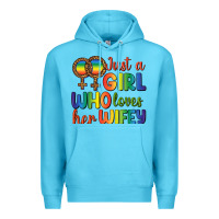 Ocean Blue Just A Girl Who Loves Her Wifey Premium Hoodie - BundleAndBundleShop