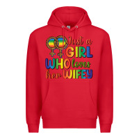 Red Just A Girl Who Loves Her Wifey Premium Hoodie - BundleAndBundleShop