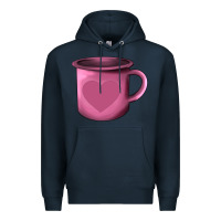 Navy Valentine's Day heart mug Premium Hoodie - AdoDesignShop
