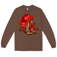Chestnut valentines day cowboy boots red  and roses Long Sleeve Tee - AdoDesignShop