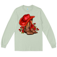 Matcha valentines day cowboy boots red  and roses Long Sleeve Tee - AdoDesignShop