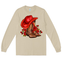 Mushroom valentines day cowboy boots red  and roses Long Sleeve Tee - AdoDesignShop